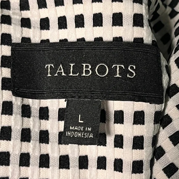 Talbots Checkered Gingham Blazer Suit Coat Jacket Mid-Weight Black White Sz L - Picture 11 of 11